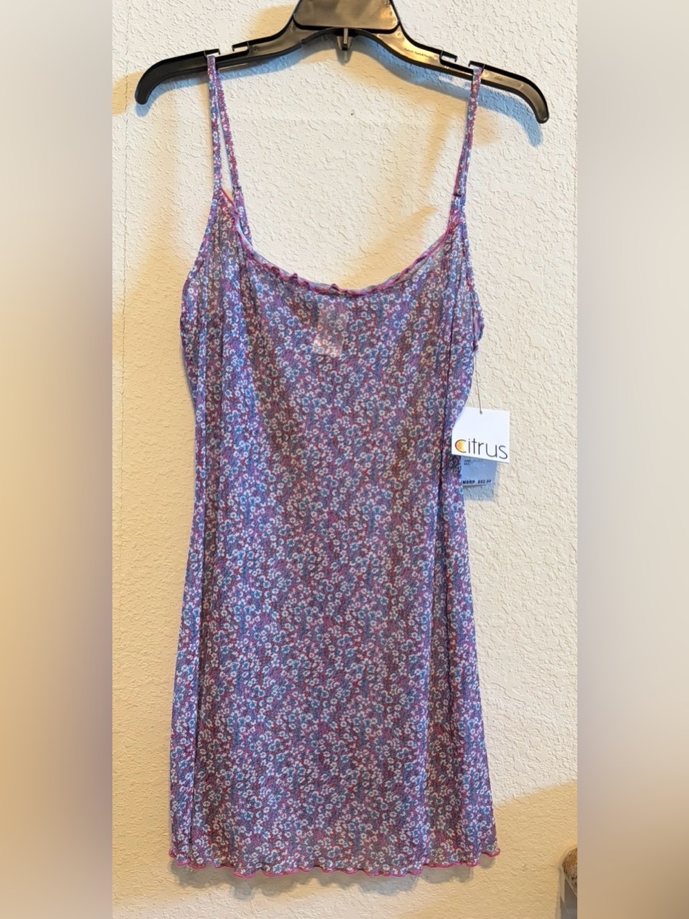 Citrus Purple Floral Slip with Spaghetti Straps